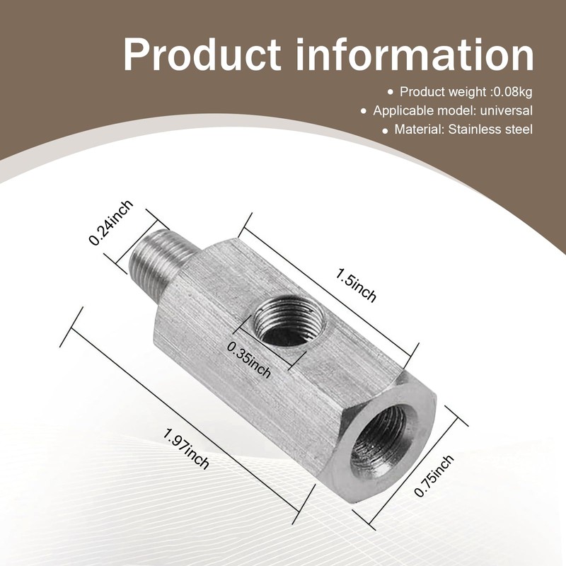 MLY 1 PC 1/8 NPT Tee Oil Pressure Sensor Adapter,