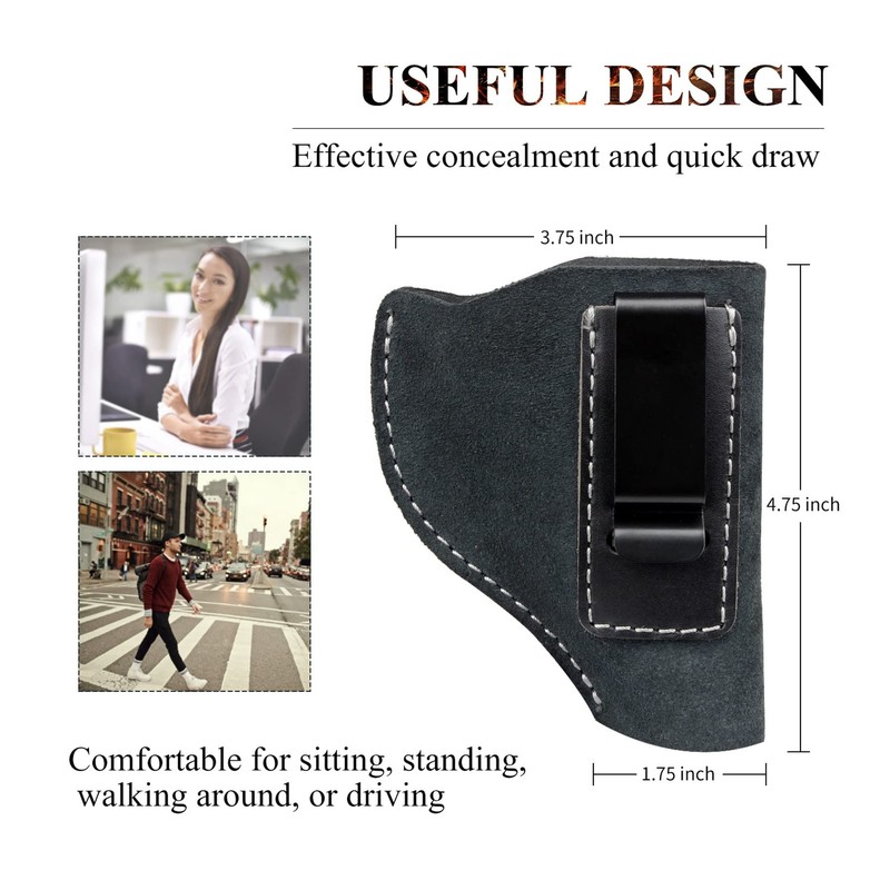 Kosibate IWB Leather Holster, Fits Most J Frame Revolvers -