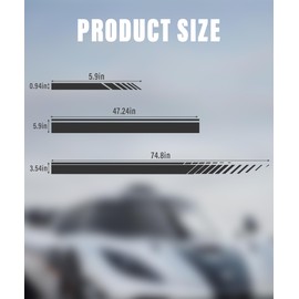 Flaconi Pack of 5 Car Stickers, Car Tuning, Car Sticker Side, Racing Sticker, Car Racing Body Side Strip Sticker, Vinyl Racing Strip Sticker for Car Decoration (Black)