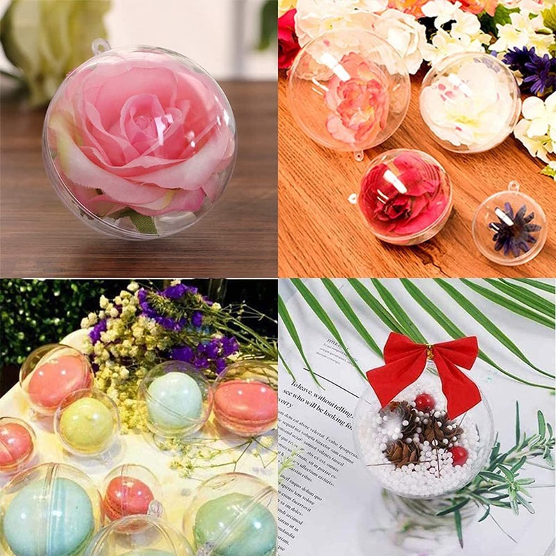 MIKAILE 6cm Christmas Transparent Hollow Ball Fillable Handmade DIY Ornament