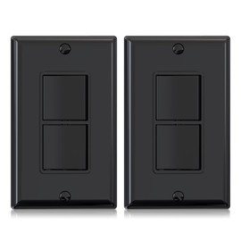 AIDA - Interruptor de luz para decoración de paleta, doble polo, interruptores eléctricos de 15 amperios, grado residencial, certificación UL (2 unidades, negro brillante)