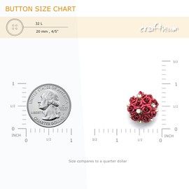 Craftisum 20 pcs Red Metal Rose Bouquet with Shank Sewing Coat Buttons -20mm -13/16"