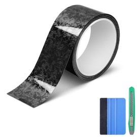 Lypumso - Cinta de vinilo de fibra de carbono forjada negra, 2 pulgadas x 20 pies, cinta adhesiva cromada para quitar detalles con kits de herramientas, antiarañazos, para umbral de la puerta del