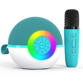 Heroange Karaoke Microphone Machine Toys for Kids Adults, Mini Portable Bluetooth Speaker with Wireless Mic, Christmas Birthday Gifts for Boys Girls Ages 3-12+ Year Old (Green-1 Mic)