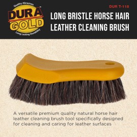 Dura-Gold Long Bristle Horse Hair Leather Cleaning Brush - Scrub Clean Car Interior Upholstery, Seats, Furniture, Fabric, Carpet, Shoes Boots Sneakers - Auto Detailing, Scrubbing Removing Stains, Dirt