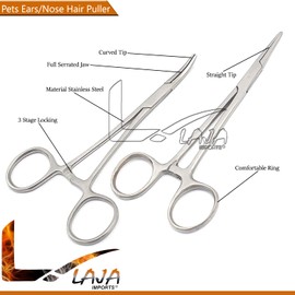Laja Imports Hemostat Forceps, Stainless Steel Ear Scissors For, Ear Hair Clamp Scissors Tools, Straight And Bent, 5-Inch for Educational Use
