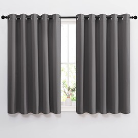 NICETOWN Bedroom Blackout Curtains Panels - Window Treatment Thermal Insulated Solid Grommet Blackout for Living Room (Set of 2, 66 by 54 Inch, Grey)
