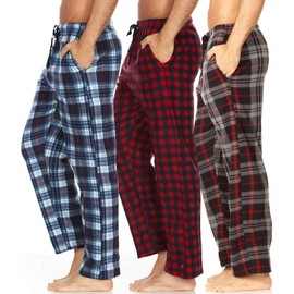 DARESAY Plaid Pajama Pants for Men – Fleece Men’s Pajama Bottoms - Mens PJ Pants with Pockets & Button Fly (Up to Size 3X)