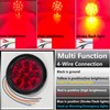 NBWDY 2pc 4" 12LED Round Red Trailer Lights 3-Function Strobe+High/Low