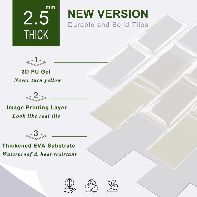 STICKGOO 10-Sheet Subway Tile Peel and Stick Backsplash, Self Adhesive