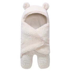 Yinuoday - Manta con Capucha para bebé, Manta de Forro Polar para recién Nacido, Saco de Dormir para bebés niños y niñas (Blanco)                     