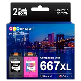 GPC Image Cartucho de Tinta Compatible para HP 667 667XL Compatibles con HP DeskJet Plus 6075 6475 6476 DeskJet Ink Advantage 1275 2335 2336 2375 2376 2775 2776 (1 Negro 1 Color)