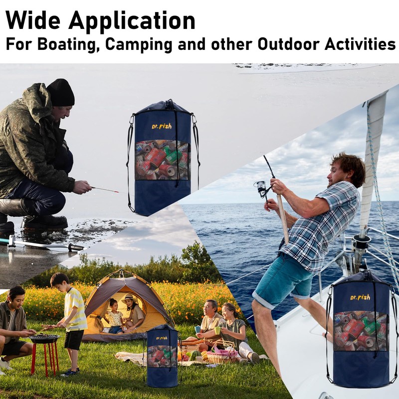Dr.Fish Boat Trash Bags Outdoor Trash Can Oversize Hoop Mesh