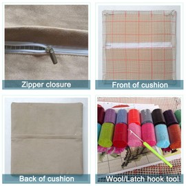 Coopay Animal Latch Hook Cushion Kit, Knitting Kits Cushion, Rug Making Kit for Starters, Latch Hook Kit for Beginners Adults or Children, Parrot Latch Hook Kit 43x43cm/17x17 inch