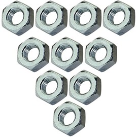 AERZETIX - C45715 - Set of 10 hex nuts 6 sides - metal parts clamping assembly - made of galvanised steel 8.8 - thread M10 metric female - DIY - DIN 934 - colour silver
