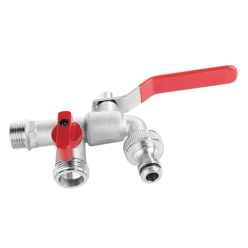 90 Degree Double Valve Water Tap 1/2" Brass Faucet Home