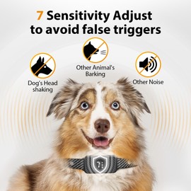 KJKZO Dog Bark Collar for Large Medium Small Dogs, Rechargeable No-Bark Collar, Smart Barking Collar, Effective Bark Collar with 7-Level Sensitivity, 3 Beep & Vibration Modes, Waterproof, Black