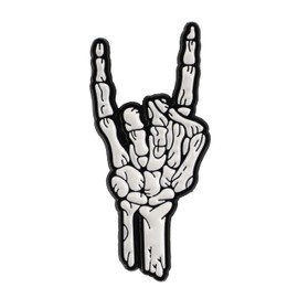 Rock On Hand Sign Enamel Pin, Skeleton Hand Gesture Brooch Badge, Gift For Humorous Sassy Person, Devil Horns Symbol Brooches, Punk Goth Hip-Hop Style Decorative Pin Jewelry Accessories