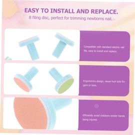 WOONEKY 8pcs Electric Nail File Replacement Pads for Nail Trimmer Grinding Heads Blue Base Easy to Install for Newborns and Boys and Girls Care