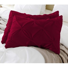 King Pillow Shams Set of 2 Pinch Pleated Burgundy Pillow Shams King Size 20X36 Pinch Pillow Covers 100% Egyptian Cotton 600 Thread Count Hotel Class Bedding King Size Decorative Pinch Pillow Shams Set