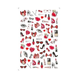 Generic Heart Love Nail Sticker Arrow Valentine Day Love Lock Key Red Lips B023 Nail Wraps Art Stickers Manicure Supplies for Women for Home Nails Full Long Lasting Easy Apply and Remove