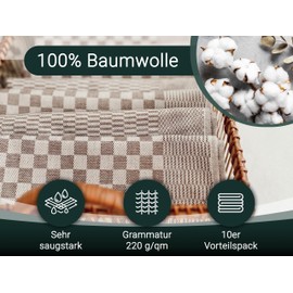 Zollner 10-piece Tea Towels 100% Cotton 46 x 70 cm Many Colours, 010