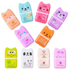 10 Pcs Cute Eraser, Cartoon Animal Themed Roller Eraser, Erasers for Kids, Eraser with Cover and Roller for Kids Office School Supplies