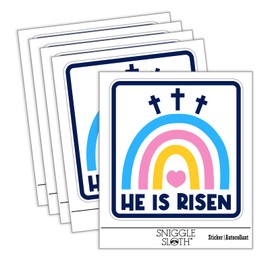 Easter Rainbow He is Risen Three Crosses Waterproof Vinyl Phone Tablet Laptop Water Bottle Car Window Bumper Decal Sticker Set - 5 Pack - Gloss Finish - 2.0"