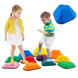 GLACER Stepping Stones for Kids, 11 Pcs Non-Slip Plastic Sensory Balance Blocks for Indoor or Outdoor Play, Promotes Children's Coordination Skills Obstacle Courses