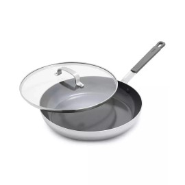X Bobby Flay Nonstick Stainless Steel 12" Frypan with Lid | GreenPan Model OUT-4329474Size: one-size, color: Stainless Steel