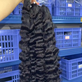 Raw Human Hair Kinky Curly Bundles Vietnamese Raw Hair Swiss Lace Frontal Vendor with hd 4*4 5*5 Closure Indian Curly Loose Deepstyle: all, color: wavy curly, Stretched Length: 18 in