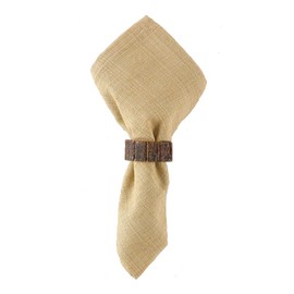 Park Designs Bark Edge Wood Napkin Ring Set of 4 | Rustic Natural Acacia Wood Napkin Holders with Textured Bark Edging | Farmhouse, Lodge & Boho Table Decor | Eco-Friendly Dining Accent