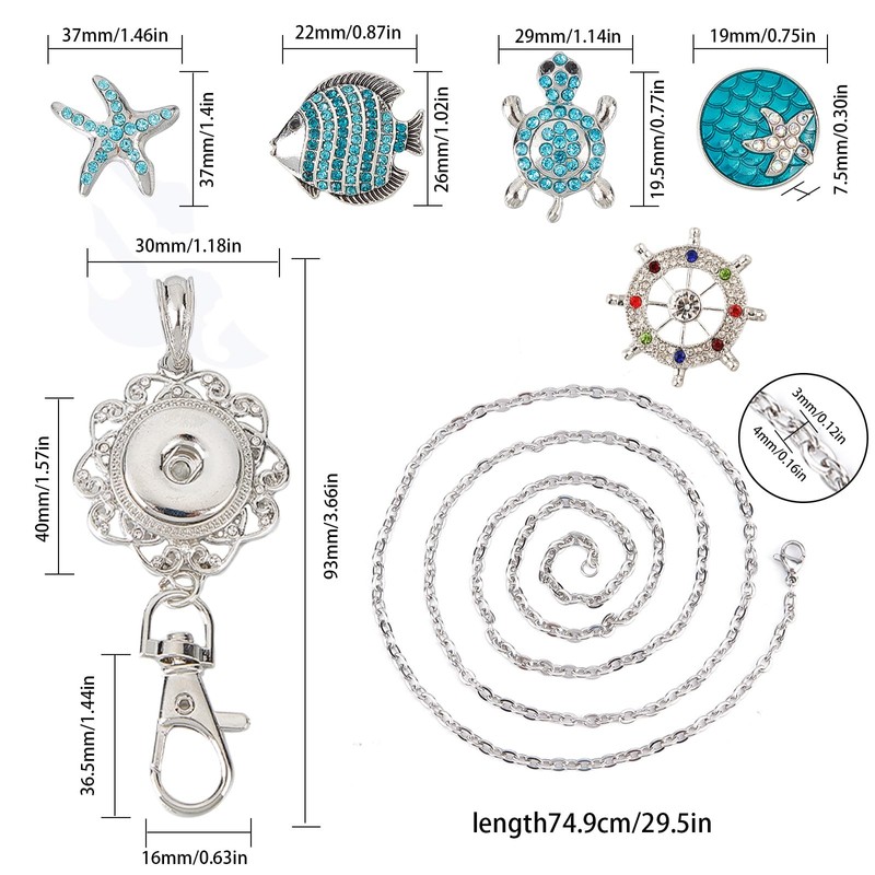 SUNNYCLUE 1 Box 6Pcs Ocean Office Lanyards ID Lanyard Badge