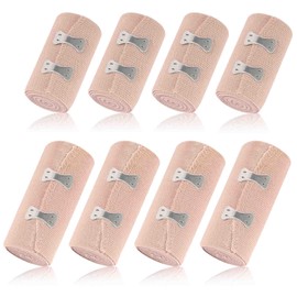 8 Stück Elastische Bandage Kompressionsverband Elastische Binde mit Metallclips Wiederverwendbare Elastischer Verband Elastische Medizinische Bandagen für Handgelenke Knöchel Knie