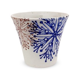 J-kitchens Izan Kiln Cup 4.5 fl oz (140 cc), Made in Japan, Hasami Ware, Yumi Rice Bowl, Flower Crest, Blue