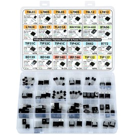 Power Transistor & Voltage Regulator, Mosfet, Thyristor Assortment Kit, 82 pcs, 24 Types, 78L05 L7805 L7905 LM317 TL431 MAC97A6 BTA06 TIP3c TIP41c TIP42c D882 BC140 IRF540 IRFZ44 TIP122 etc.