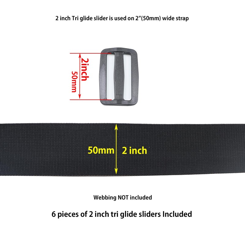 Ahijklmn Tri Glide Slides Plastic Adjustable Webbing Bar Slide Strap