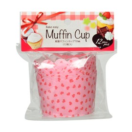 Pearl Metal D-2677 Bakegee Paper Muffin Cups, Petite Heart, Pack of 12, Outer Diameter 2.8 x Height 2.0 inches (70 x 50 mm)