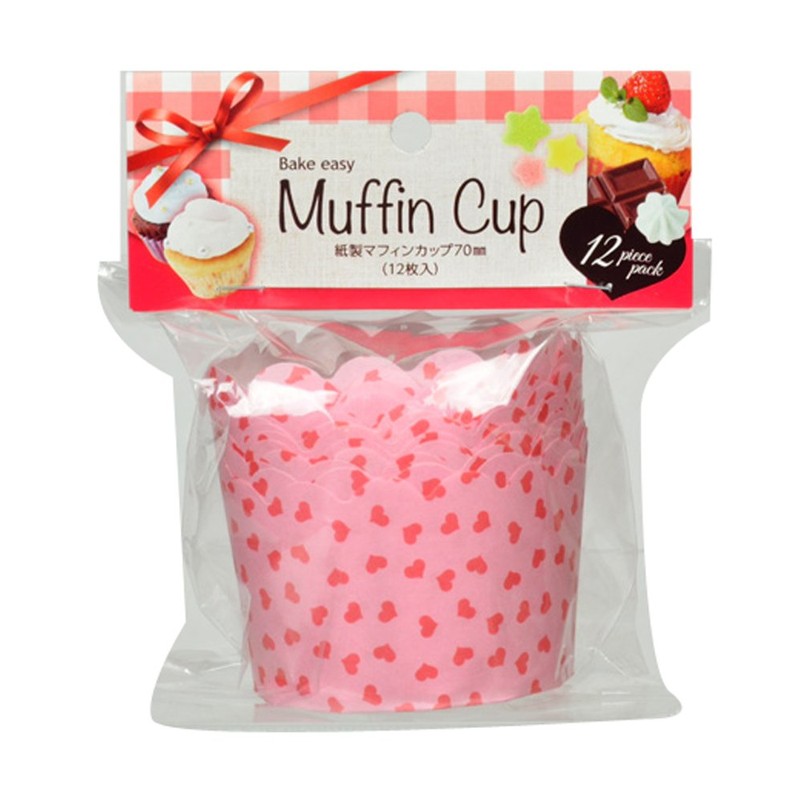 Pearl Metal D-2677 Bakegee Paper Muffin Cups, Petite Heart, Pack