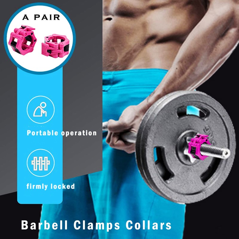 Barbell Clamps Olympic Bar Barbells Collar Clips, Quick Release Secure