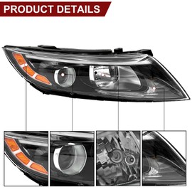 YOOCOO Headlight Assembly Compatible with 2014 2015 Kia Optima Halogen Headlights Assembly w/Bulbs Replacement Headlamp 921014C500(Left Driver Side)