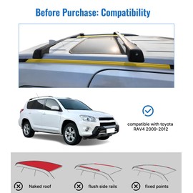 SNIXWOO Fits 2009-2012 Toyota RAV4, Upgrade 260 LBS Lockable Roof Racks Cross Bars, Heavy Duty All Aluminum Rooftop Accessories
