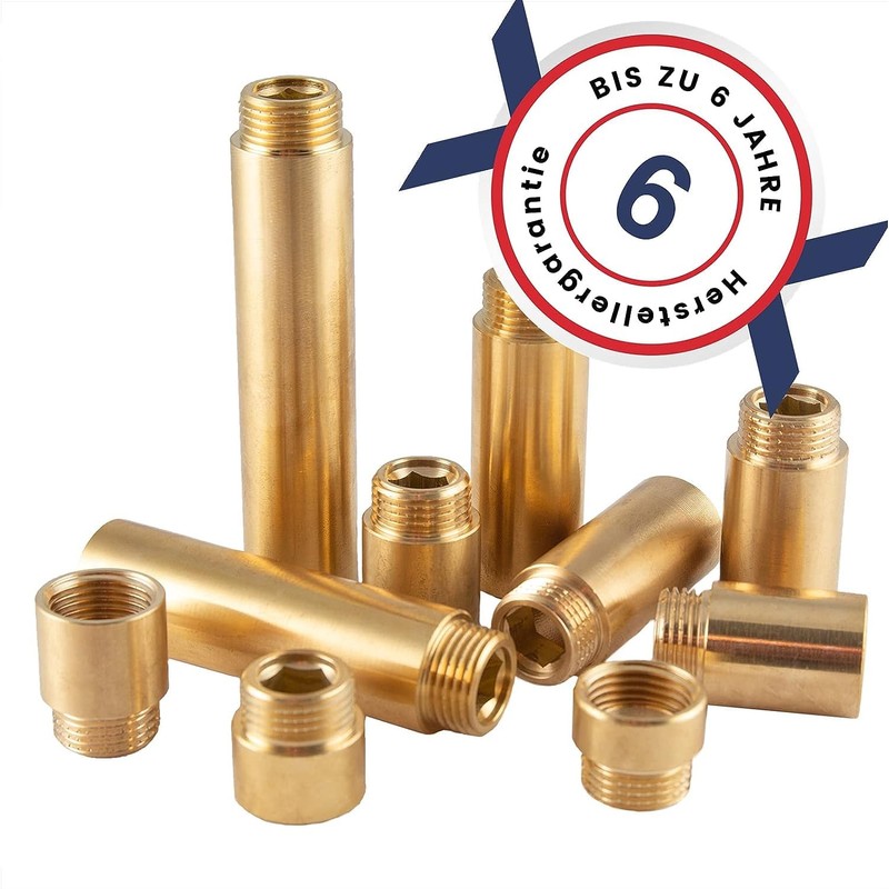 Extension Fitting, 1/2 Inch, 30 mm, Brass, Threaded Fitting, Suitable