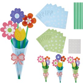 Spring Flower Bouquet Craft Kit 24Pack,Mother's Day Craft for Kids,DIY Make Your Own Flower Bouquet Spring Crafts for Kids School Classroom Home Party Fun Activities Gifts Mother's Day Gifts