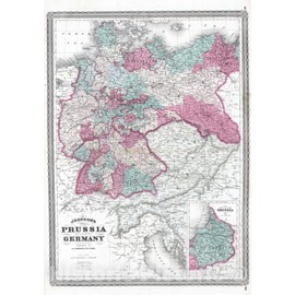 Historic Map : 1870 Prussia and Germany. - Vintage Wall Art - 16in x 24in