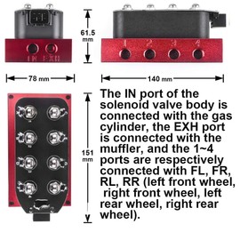 ZHSYMX Air Ride Controller Air Ride Manifold Bag Controller Solenoid Valve 1/4 NPT 0-300Psi 12V Control Air Bag Suspension Red (8-Valver)