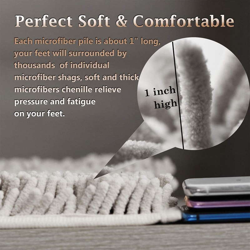 RUN HELIX Bath Mat Set, Soft Chenille Non-Slip Bath Mat,
