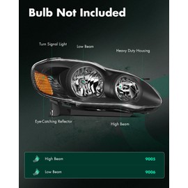 SCITOO Headlight Assembly Fit for Toyota Corolla 2003-2008 Pair Headlamps OE:8111002190