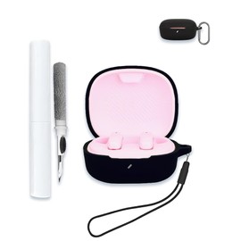 Case for JBL T280TWS X3 - True Wireless Noise Cancelling Earbuds, Soft Silicone Protective Portable Scratch Shock Resistant with 2pack Screen Protector &Cleaner Kit & Carabiner & Lanyard，Black