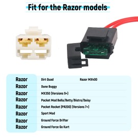 4 Holes Plug Battery Wire Harness for Razor Mx350 Mx400 Pr200 Compatible with Razor Ground Force and Dirt Quad Dune Buggy Battery Upgrade kit